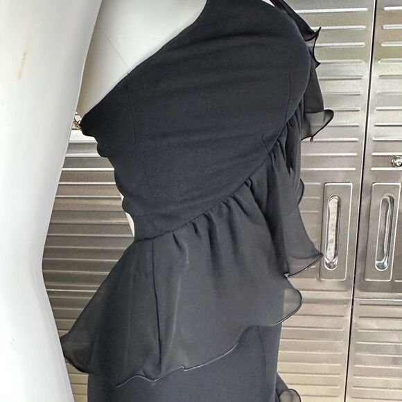 Jiki Monte Carlo France Sheer Ruffle Crystal Statement Formal Dress 4 - Picture 3 of 11